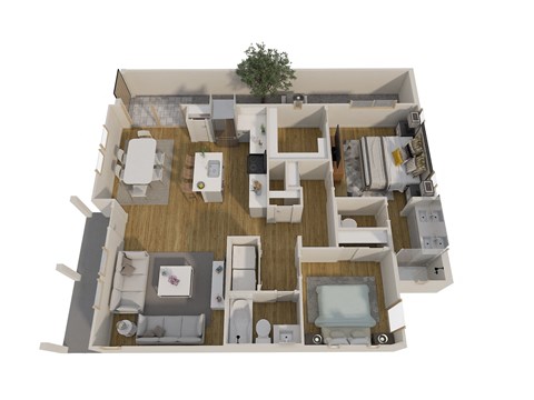 Floor plan for 2 beds, 2 baths, 1146 sqft